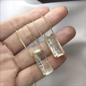 Brazilian Clear Crystal  Necklace 18k Gold Filled